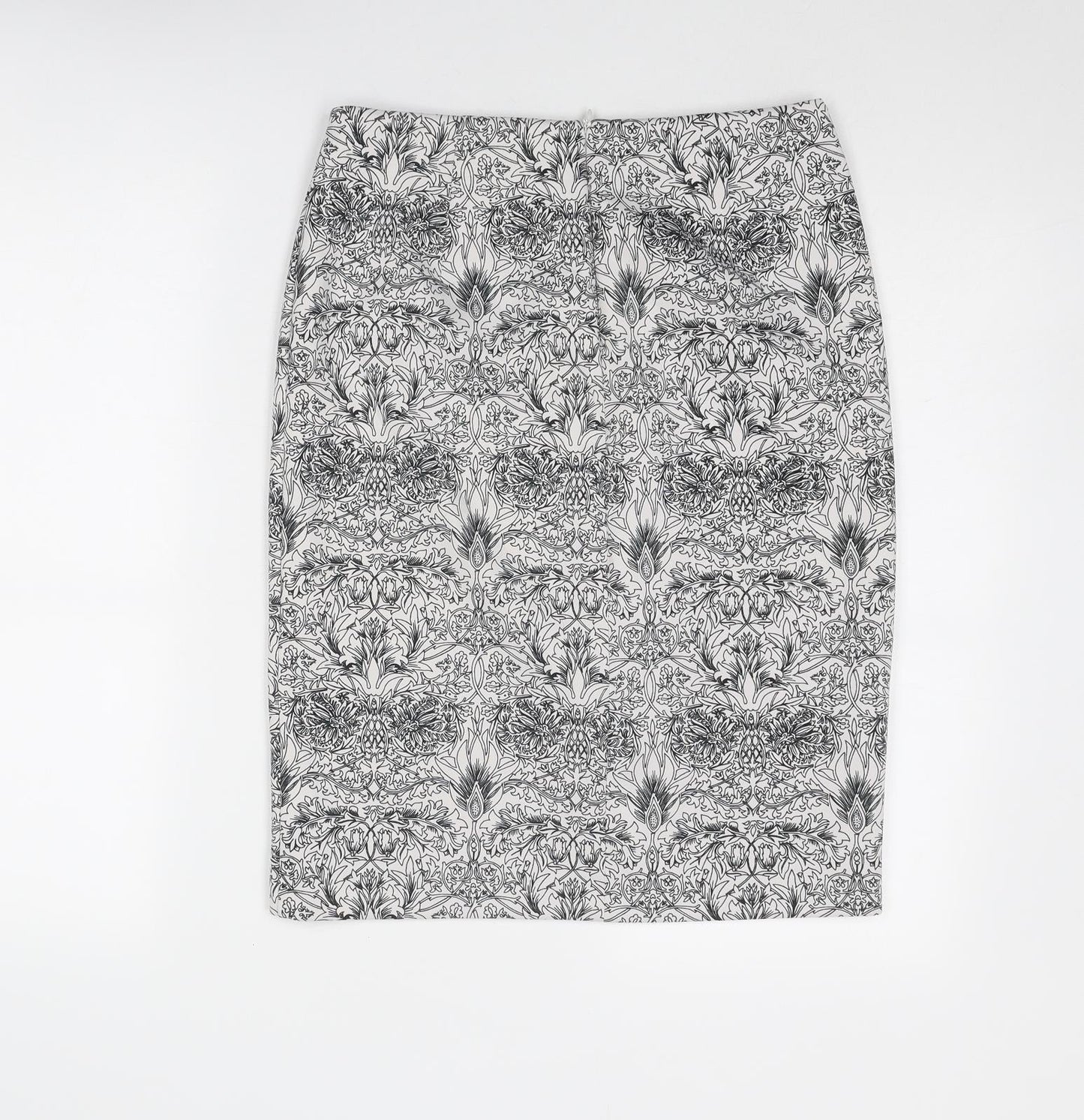 Mango Womens White Geometric Polyester A-Line Skirt Size 30 in Zip