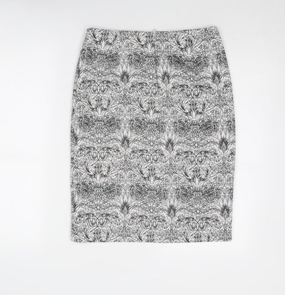 Mango Womens White Geometric Polyester A-Line Skirt Size 30 in Zip