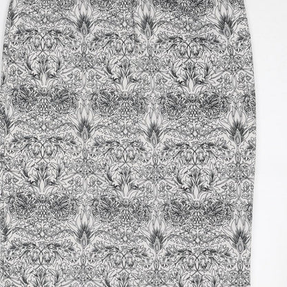Mango Womens White Geometric Polyester A-Line Skirt Size 30 in Zip
