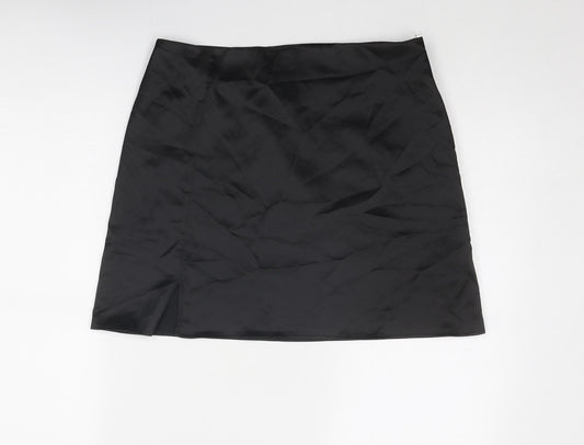 As You Womens Black Polyester A-Line Skirt Size 14 Zip