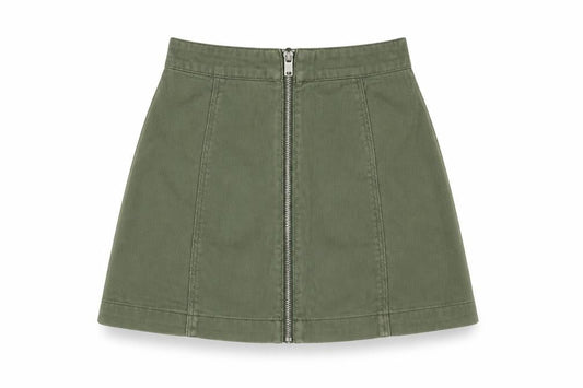 Divided by H&M Womens Green Cotton A-Line Skirt Size 6 Zip
