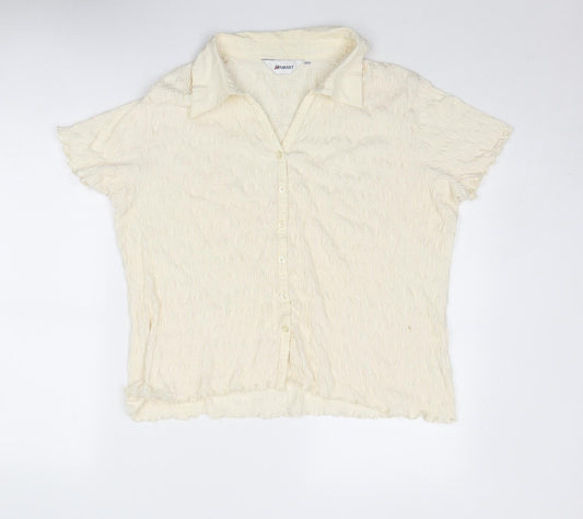 Damart Womens Ivory Cotton Basic Button-Up Size 20 Collared - Textured