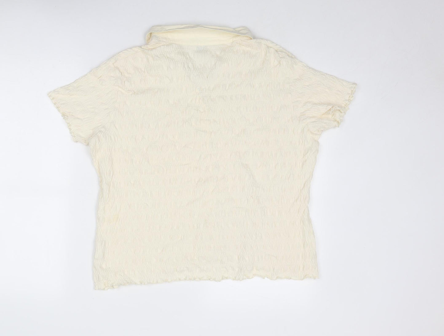 Damart Womens Ivory Cotton Basic Button-Up Size 20 Collared - Textured