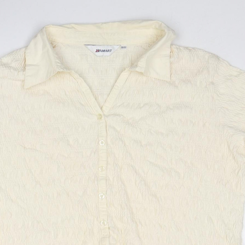 Damart Womens Ivory Cotton Basic Button-Up Size 20 Collared - Textured