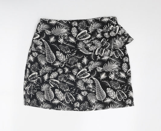 Golddigga Womens Black Geometric Polyester A-Line Skirt Size 12 Zip