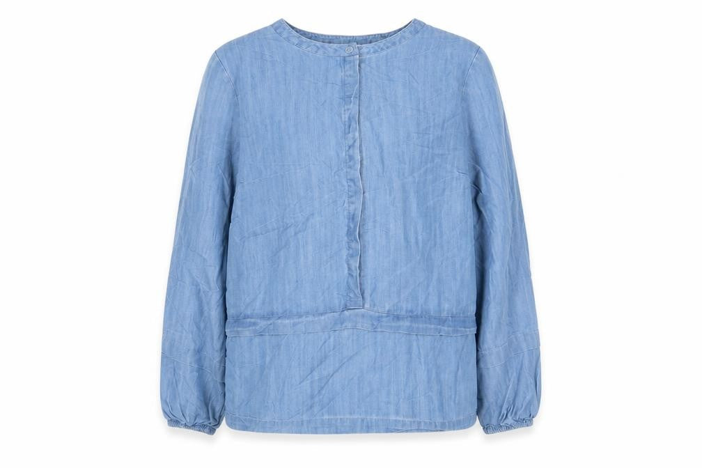 House of Fraser Womens Blue Lyocell Basic Blouse Size 12 Round Neck