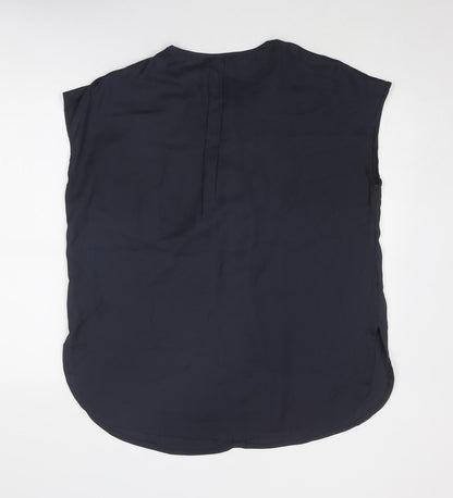 Back view of JD Williams women’s grey polyester basic button-up, size UK 12, round neck