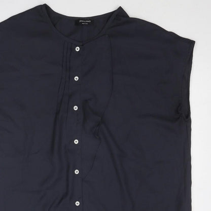 Close-up detail of JD Williams women’s grey polyester basic button-up, size UK 12, round neck