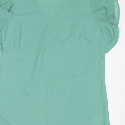 Next Womens Green Polyester Basic T-Shirt Size 10 V-Neck