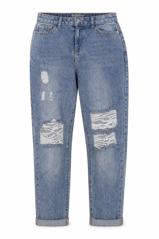 Urban bliss Womens Blue Cotton Mom Jeans Size 8 Regular Zip