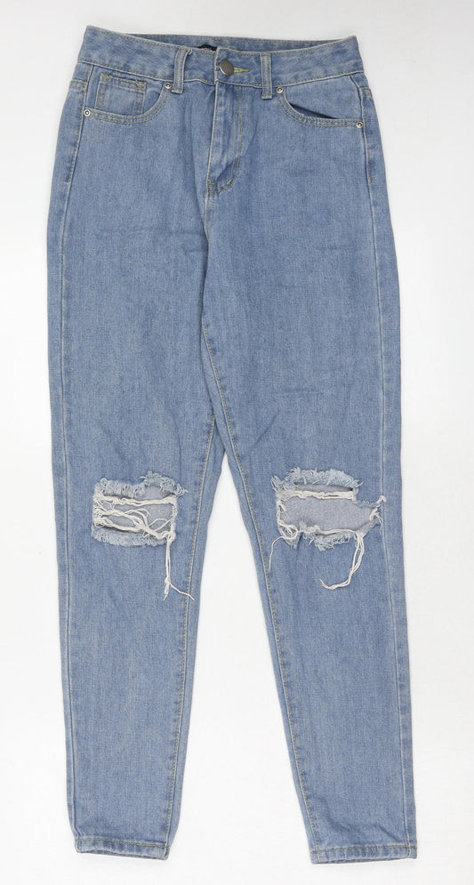 Preloved Boohoo Womens Blue Cotton Skinny Jeans Size 8 Regular Zip - Front