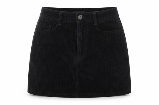 New Look Womens Black Cotton A-Line Skirt Size 8 Zip