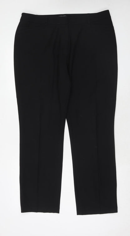Country Casuals Womens Black Polyester Chino Trousers Size 16 Regular Hook & Eye