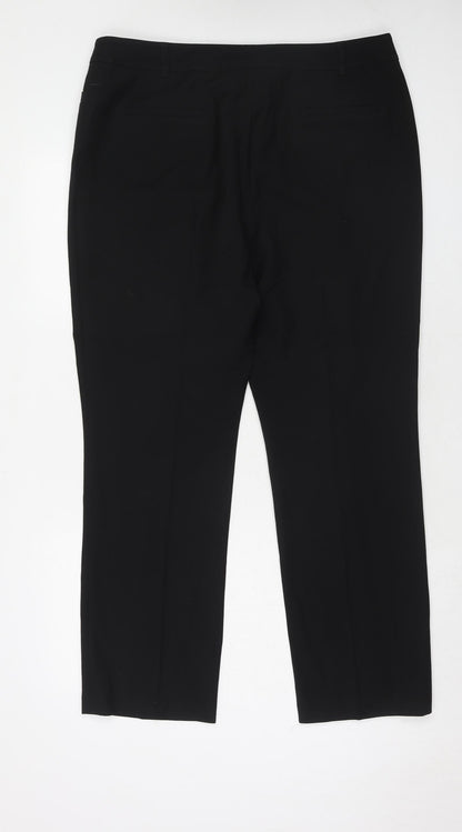 Country Casuals Womens Black Polyester Chino Trousers Size 16 Regular Hook & Eye