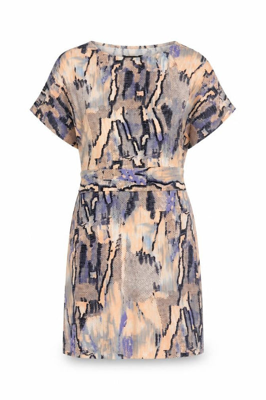 BCBGMAXAZRIA Womens Multicoloured Geometric Polyester T-Shirt Dress Size XS Round Neck Pullover
