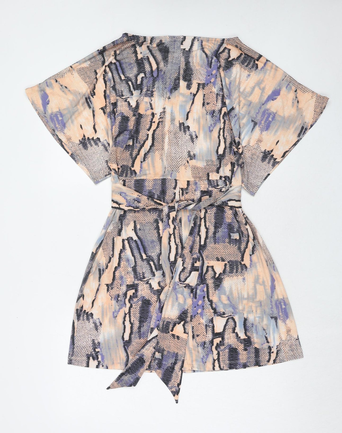 BCBGMAXAZRIA Womens Multicoloured Geometric Polyester T-Shirt Dress Size XS Round Neck Pullover