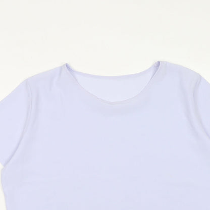 St Bernard Womens Purple Polyester Basic T-Shirt Size 14 Round Neck