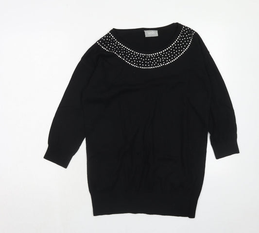 Wallis Womens Black Boat Neck Viscose Pullover Jumper Size S
