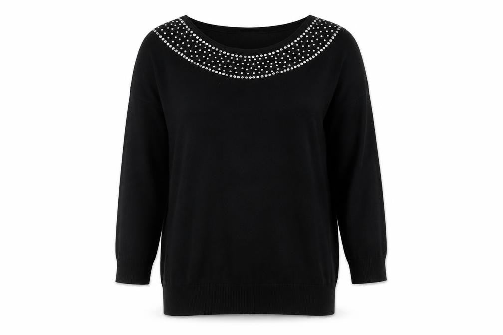 Wallis Womens Black Boat Neck Viscose Pullover Jumper Size S