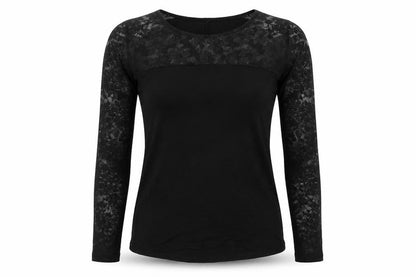 Select Womens Black Polyester Basic Blouse Size 8 Boat Neck - Lace Detail
