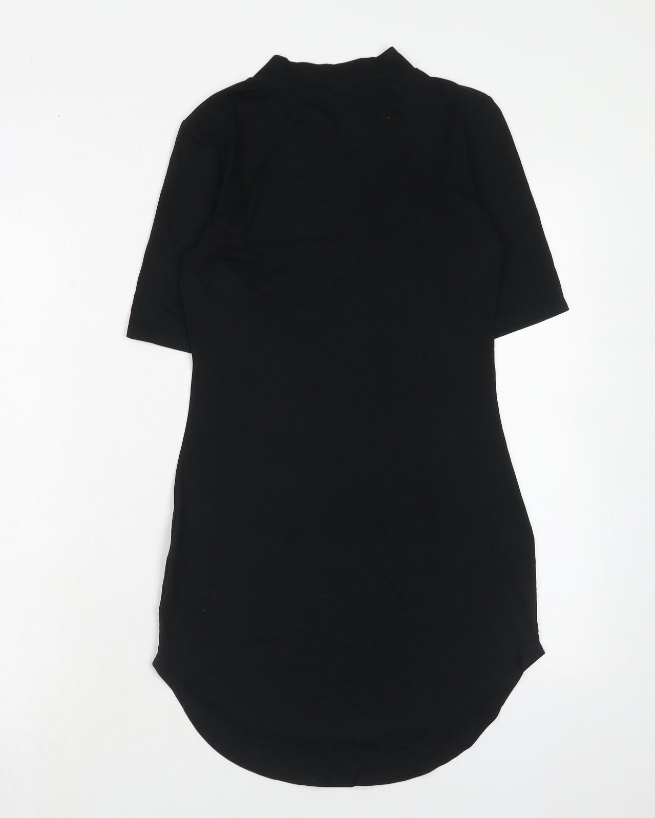 Glamour Babe Womens Black Viscose T-Shirt Dress Size 10 Mock Neck Pullover