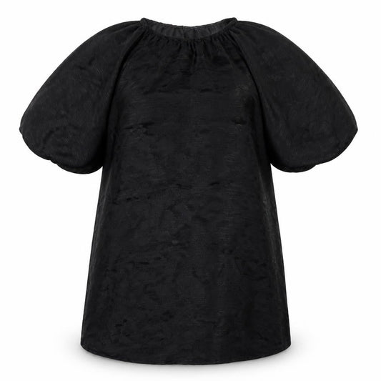 Marks & Spencer Womens Black Animal Print Polyester Trapeze & Swing Size 16 Boat Neck Button - Puff Sleeve