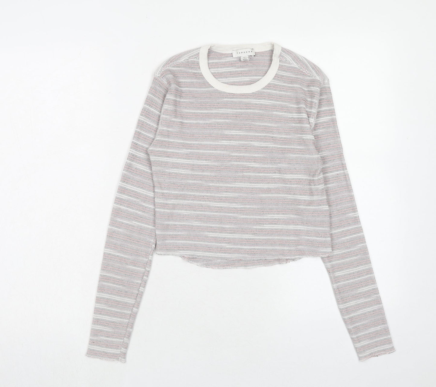 Topshop Womens Red Round Neck Striped Polyester Pullover Jumper Size 6