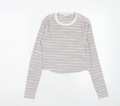 Topshop Womens Red Round Neck Striped Polyester Pullover Jumper Size 6