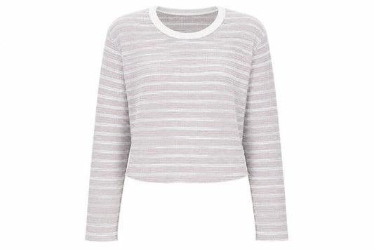 Topshop Womens Red Round Neck Striped Polyester Pullover Jumper Size 6