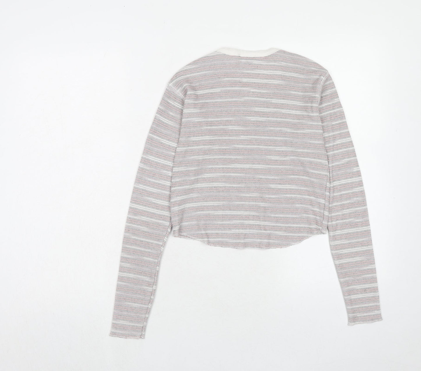 Topshop Womens Red Round Neck Striped Polyester Pullover Jumper Size 6