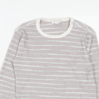 Topshop Womens Red Round Neck Striped Polyester Pullover Jumper Size 6