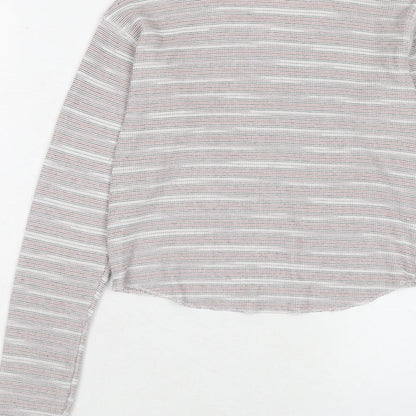 Topshop Womens Red Round Neck Striped Polyester Pullover Jumper Size 6