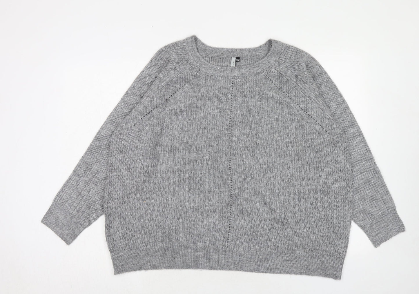 Intuition Womens Grey Round Neck Acrylic Pullover Jumper Size 20