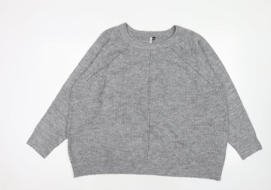 Intuition Womens Grey Round Neck Acrylic Pullover Jumper Size 20