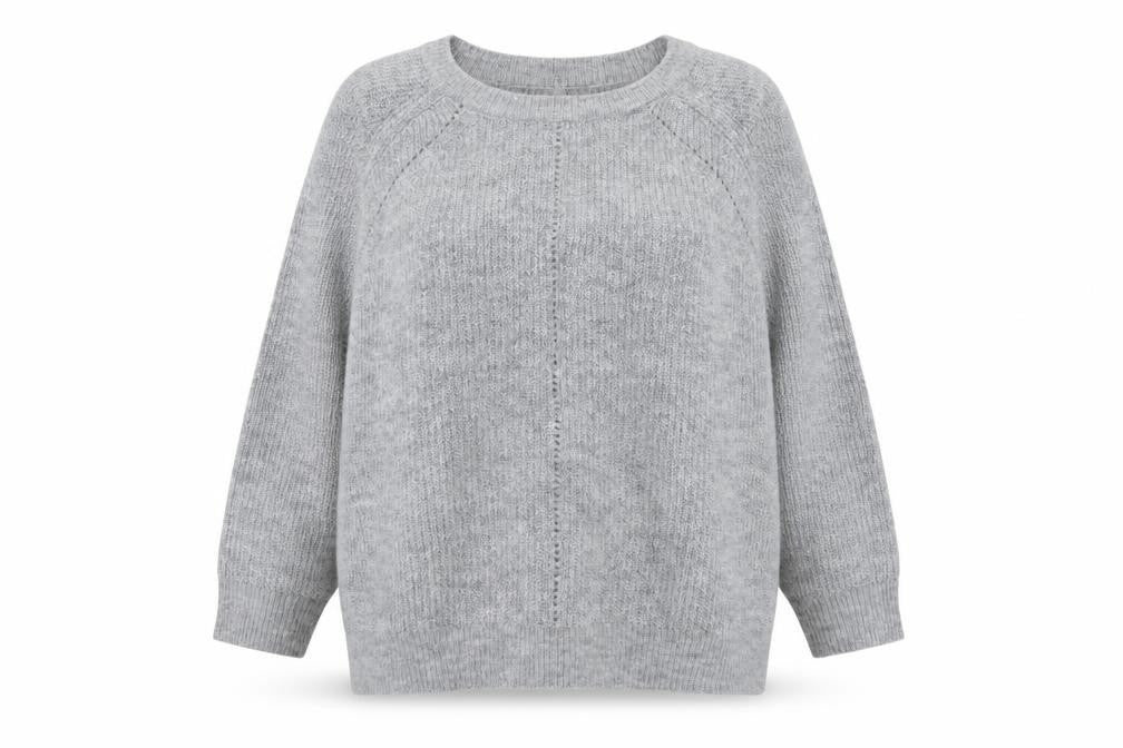 Intuition Womens Grey Round Neck Acrylic Pullover Jumper Size 20