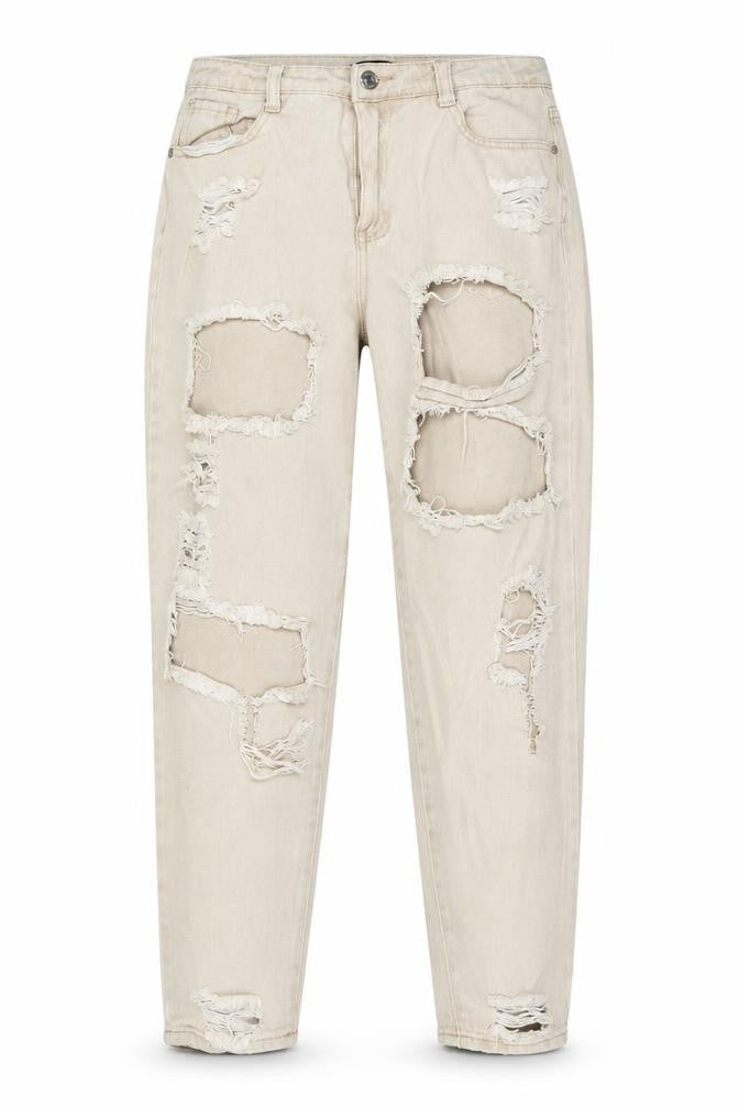 Missguided Womens Beige Cotton Mom Jeans Size 12 Regular Zip