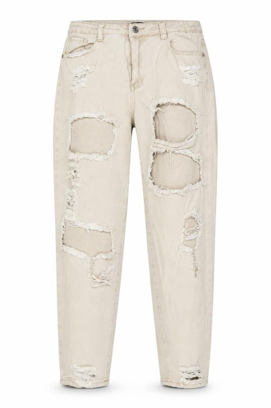 Missguided Womens Beige Cotton Mom Jeans Size 12 Regular Zip