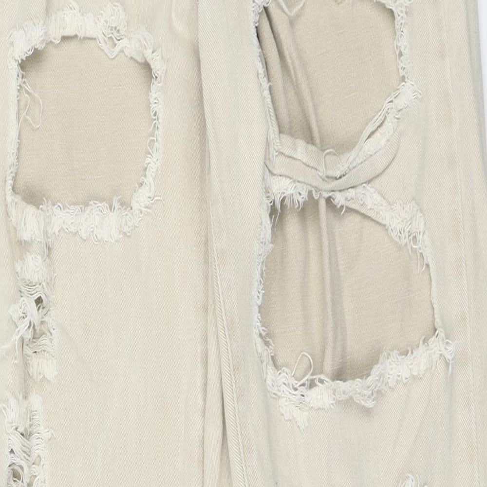 Missguided Womens Beige Cotton Mom Jeans Size 12 Regular Zip