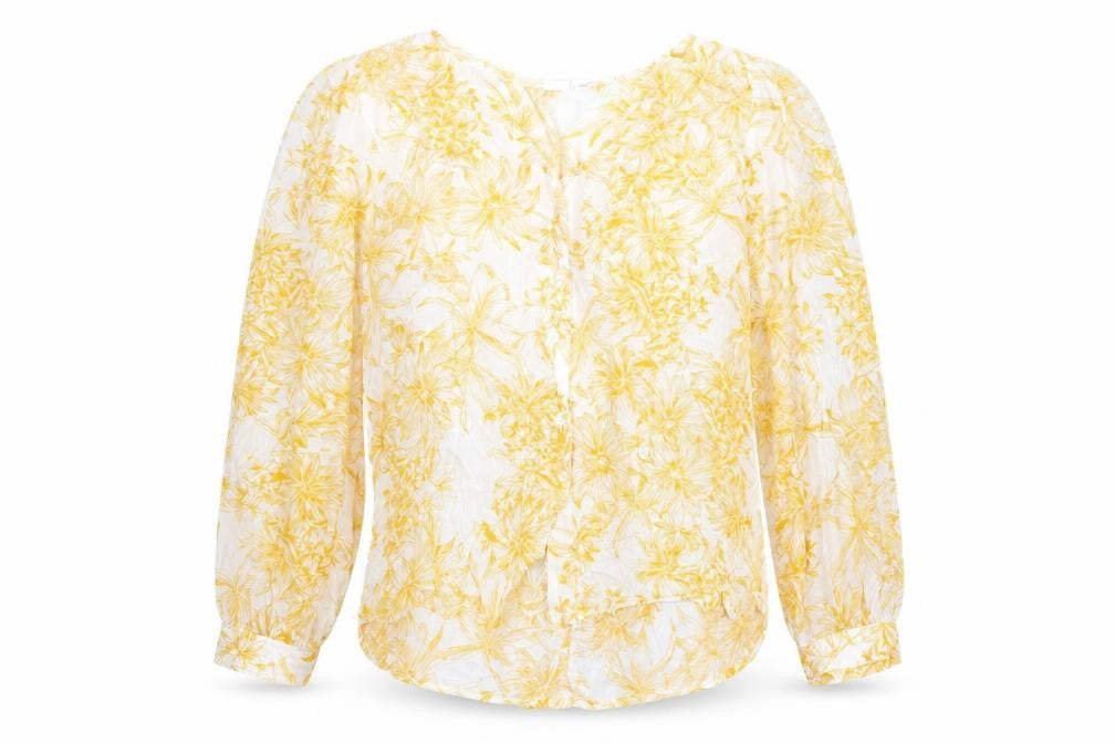 Gap Womens Orange Floral Viscose Basic Button-Up Size S V-Neck