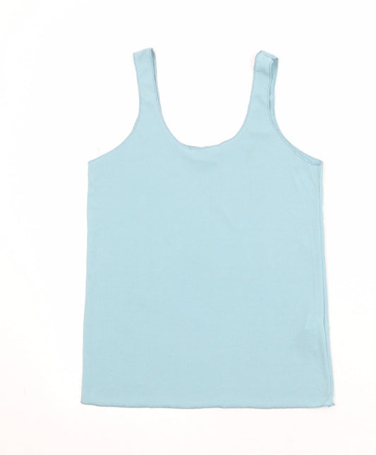 Zara Womens Blue Polyester Basic Tank Size S Scoop Neck