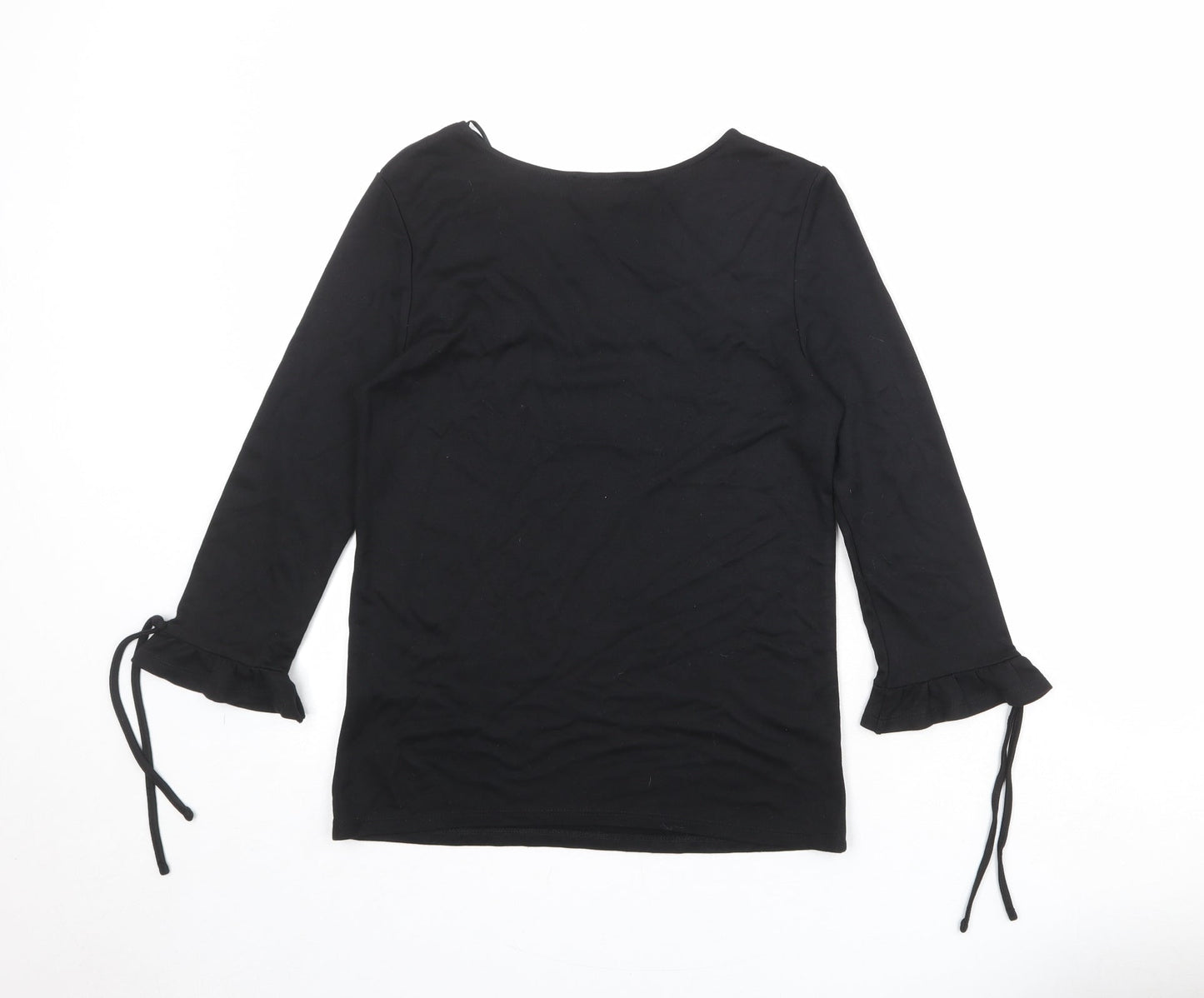 ORSAY Womens Black Viscose Basic Blouse Size M Round Neck - Lace Details