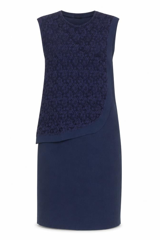 Klass Womens Blue Floral Polyester A-Line Size 14 Round Neck Pullover