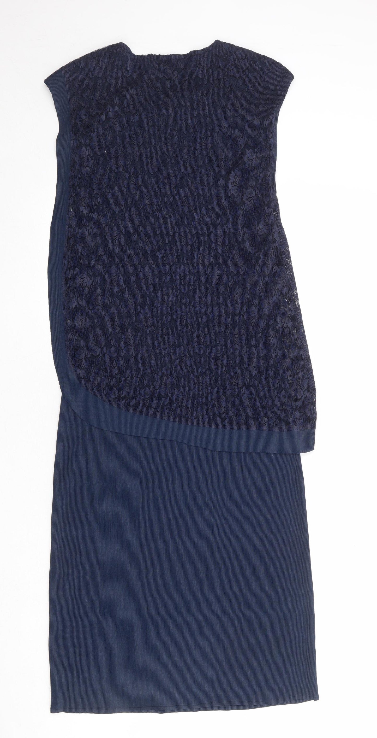 Klass Womens Blue Floral Polyester A-Line Size 14 Round Neck Pullover