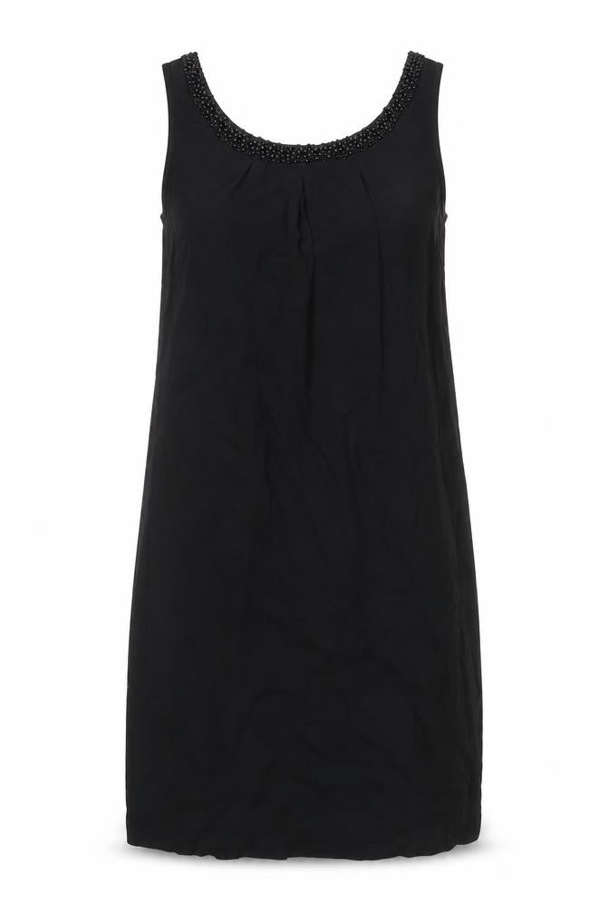 Monsoon Womens Black Viscose A-Line Size 8 Round Neck Zip
