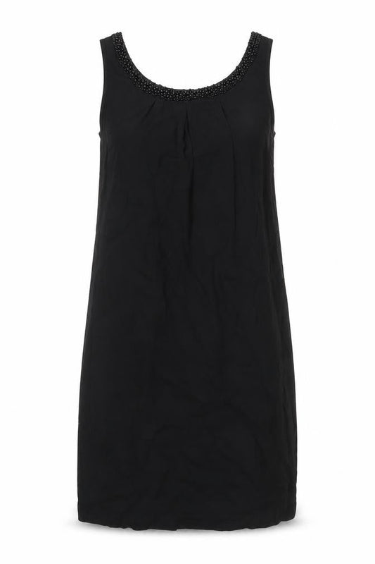 Monsoon Womens Black Viscose A-Line Size 8 Round Neck Zip