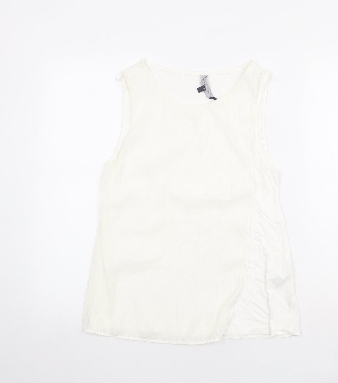 Marks and Spencer Womens Ivory Viscose Basic Tank Size 10 Boat Neck
