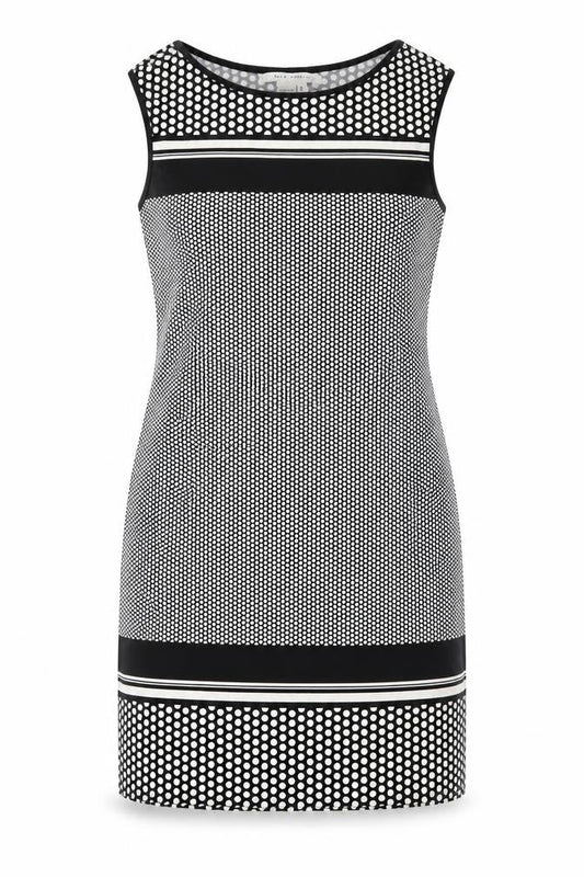 Max Studio Womens Black Polka Dot Polyester Shift Size S Boat Neck Pullover