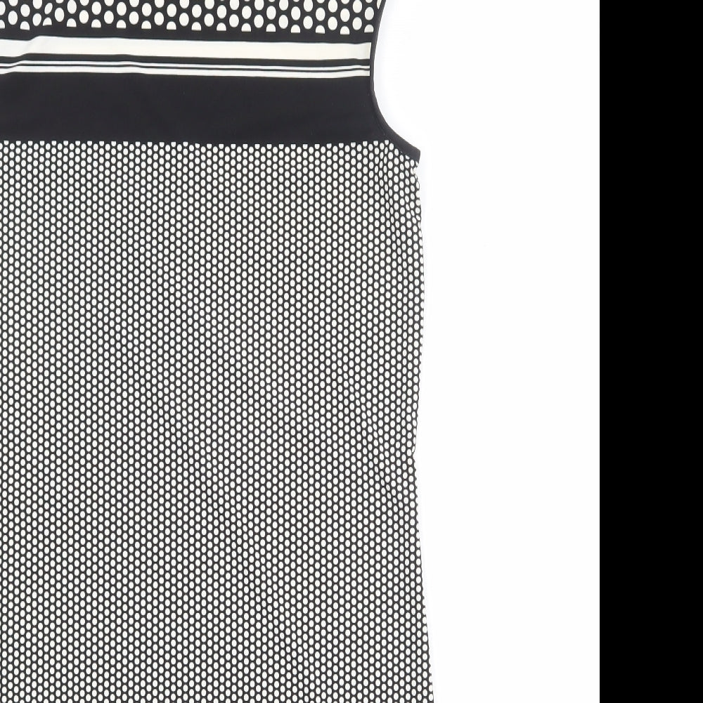 Max Studio Womens Black Polka Dot Polyester Shift Size S Boat Neck Pullover