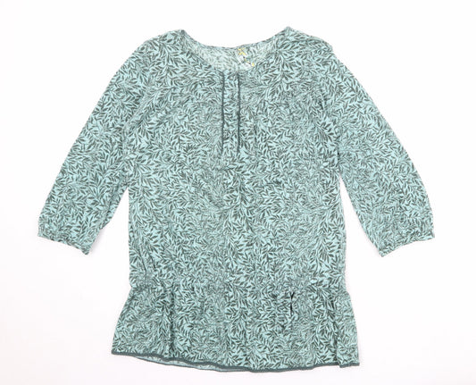 NEXT Womens Green Floral Acrylic Basic Tank Size 12 Round Neck