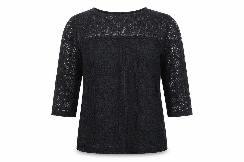 NEXT Womens Black Cotton Basic Blouse Size 8 Boat Neck